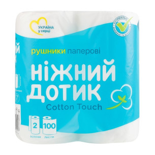 Паперові рушники Ніжний Дотик 2-х шаровий 2шт Паперові рушники Ніжний Дотик 2-х шаровий 2шт