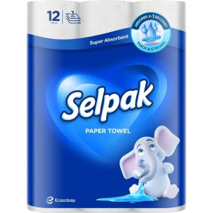 Паперові рушники Selpak 3-х шаровий 12шт, 80 відривів Паперові рушники Selpak 3-х шаровий 12шт, 80 відривів