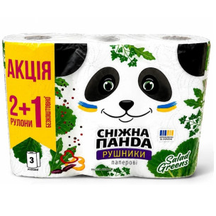 Паперові рушники Сніжна Панда Salad Greens 2-х шаровий 3шт Паперові рушники Сніжна Панда Salad Greens 2-х шаровий 3шт