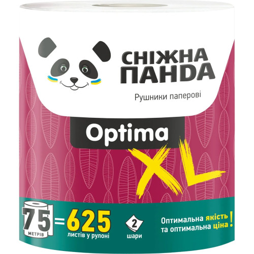 Паперовий рушник Сніжна Панда Optima XL 2-х шаровий, 625 відривів Паперовий рушник Сніжна Панда Optima XL 2-х шаровий, 625 відривів