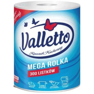 Паперовий рушник Valletto Mega XL 2-х шаровий, 300 відривів Паперовий рушник Valletto Mega XL 2-х шаровий, 300 відривів