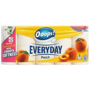 Туалетний папір Ooops! Everyday персик 3-х шаровий 10шт Туалетний папір Ooops! Everyday персик 3-х шаровий 10шт