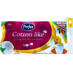Туалетний папір Perfex Cotton Like 3-х шаровий 16шт Туалетний папір Perfex Cotton Like 3-х шаровий 16шт