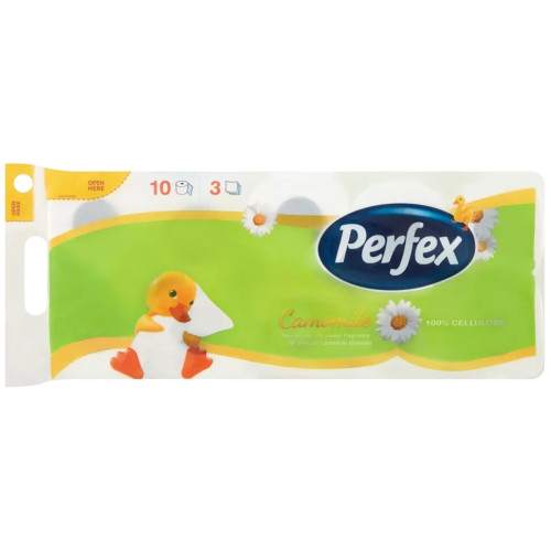 Туалетний папір Perfex ромашка 3-х шаровий 10шт