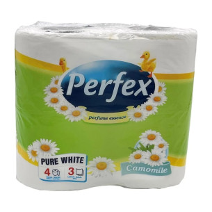 Туалетний папір Perfex ромашка 3-х шаровий 4шт Туалетний папір Perfex ромашка 3-х шаровий 4шт