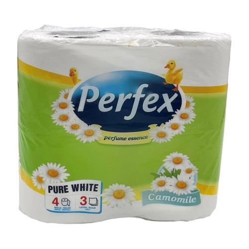 Туалетний папір Perfex ромашка 3-х шаровий 4шт