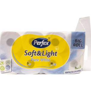 Туалетний папір Perfex Soft & Light чистий білий 3-х шаровий 16шт Туалетний папір Perfex Soft & Light чистий білий 3-х шаровий 16шт
