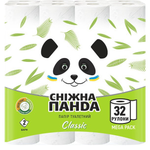 Туалетний папір Сніжна Панда Classic 2-х шаровий 32шт Туалетний папір Сніжна Панда Classic 2-х шаровий 32шт