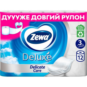 Туалетний папір Zewa Deluxe білий 3-х шаровий 12шт Туалетний папір Zewa Deluxe білий 3-х шаровий 12шт