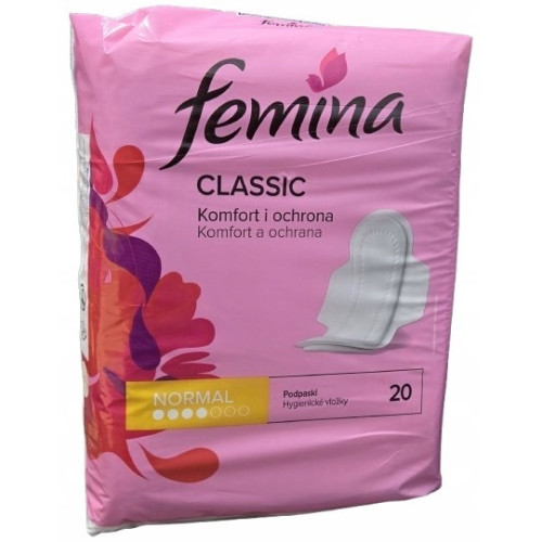 Гігієнічні прокладки Femina Classic Normal, 4 краплі, 20шт Гігієнічні прокладки Femina Classic Normal, 4 краплі, 20шт
