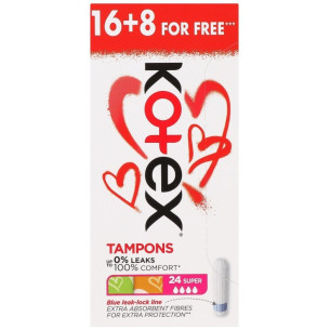 Тампони Kotex Super 24шт Тампони Kotex Super 24шт