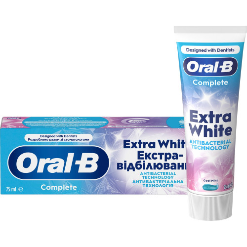 Зубна паста Oral-B Complete екстра відбілювання прохолодна м'ята 75мл Зубна паста Oral-B Complete екстра відбілювання прохолодна м'ята 75мл