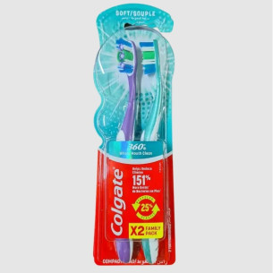 Зубна щітка Colgate 360 Clean м'яка 2шт Зубна щітка Colgate 360 Clean м'яка 2шт