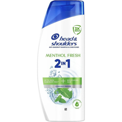 Шампунь-бальзам для волосся проти лупи Head & Shoulders Menthol Fresh 2in1 330мл Шампунь-бальзам для волосся проти лупи Head & Shoulders Menthol Fresh 2in1 330мл