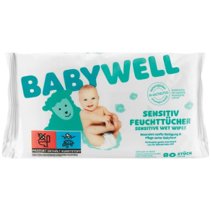 Вологі серветки BABYWELL Sensitiv дитячі 100шт Вологі серветки BABYWELL Sensitiv дитячі 100шт