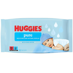 Вологі серветки Huggies Pure дитячі 56шт Вологі серветки Huggies Pure дитячі 56шт
