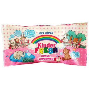 Вологі серветки Kinder Fresh дитячі 15шт Вологі серветки Kinder Fresh дитячі 15шт