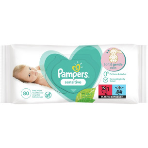 Вологі серветки Pampers Sensitive дитячі 80шт Вологі серветки Pampers Sensitive дитячі 80шт