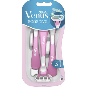 Станки для гоління жіночі одноразові Gillette Venus Sensitive з 3 лезами, 3шт