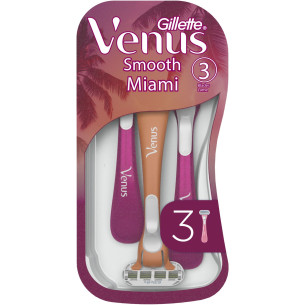 Станки для гоління жіночі одноразові Gillette Venus Smooth Miami з 3 лезами, 3шт