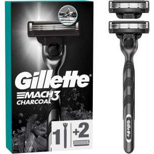 Станок для гоління Gillette Mach 3 Charcoal деревне вугілля з 2 змінними картриджами