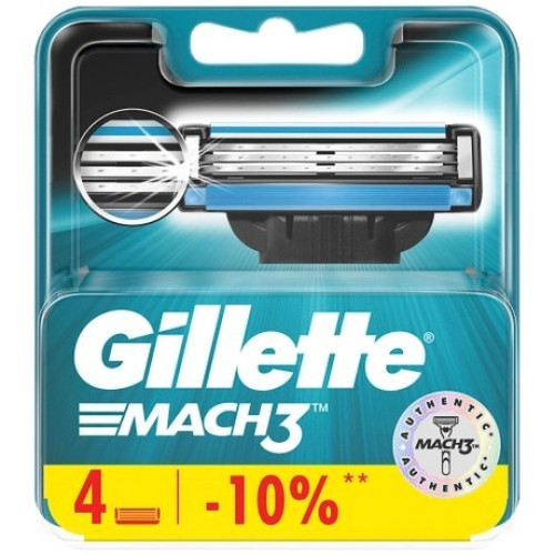 Змінні картриджі для гоління Gillette Mach 3, 4шт Змінні картриджі для гоління Gillette Mach 3, 4шт