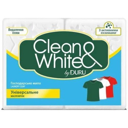 Господарське мило для прання Duru Clean & White універсальне 4шт х 120г Господарське мило для прання Duru Clean & White універсальне 4шт х 120г