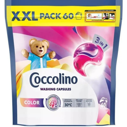 Капсули для прання кольорових тканин Coccolino 3in1 60шт