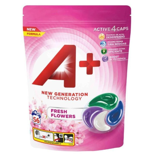 Капсули для прання універсальні A+ Fresh Flowers 4in1 56шт