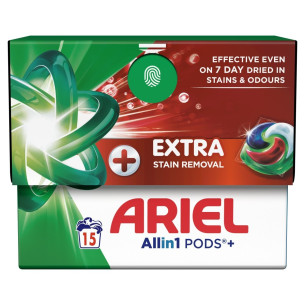 Капсули для прання універсальні Ariel Pods+ All-in-1 екстрасила виведення плям 15шт Капсули для прання універсальні Ariel Pods+ All-in-1 екстрасила виведення плям 15шт