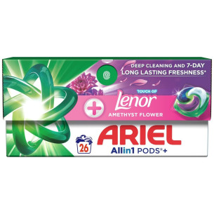 Капсули для прання універсальні Ariel Pods+ All-in-1 Touch Of Lenor Amethyst Flower 26шт Капсули для прання універсальні Ariel Pods+ All-in-1 Touch Of Lenor Amethyst Flower 26шт