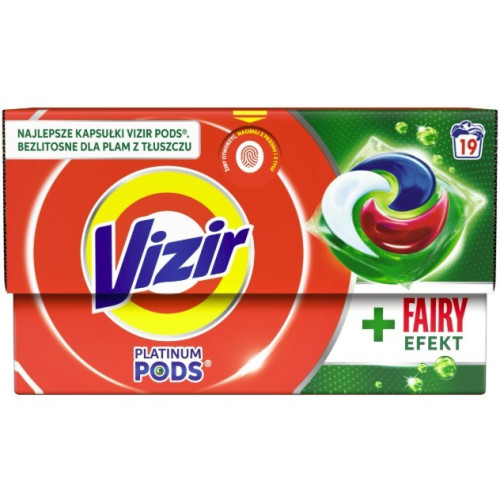 Капсули для прання універсальні Vizir Platinum Pods + Fairy Effect 19шт