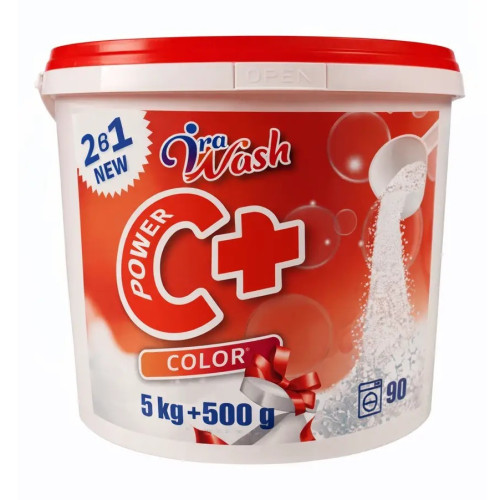 Пральний порошок з ополіскувачем для кольорових тканин Ira Wash C+ 5,5кг у відрі