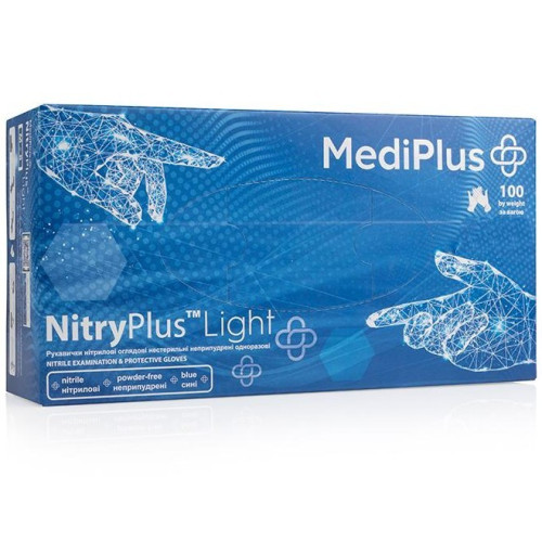 Рукавички нітрилові MediPlus NitryPlus сині розмір - M, 100шт
