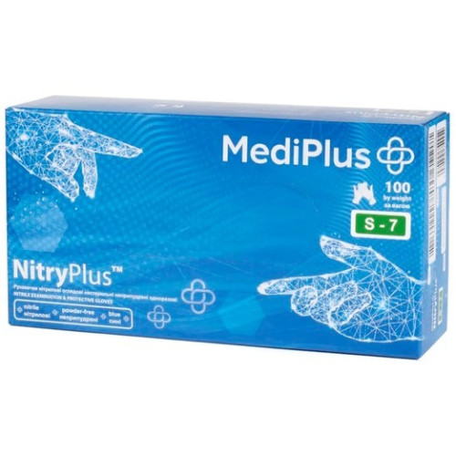 Рукавички нітрилові MediPlus NitryPlus сині розмір - S, 100шт