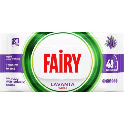 Вологі серветки для прибирання універсальні Fairy лаванда 100шт Вологі серветки для прибирання універсальні Fairy лаванда 100шт