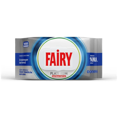 Вологі серветки для прибирання універсальні Fairy Platinum антибактеріальні 100шт Вологі серветки для прибирання універсальні Fairy Platinum антибактеріальні 100шт