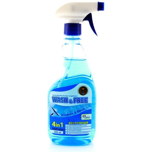 Засіб для миття скла та дзеркал Wash & Free 4в1 500мл Засіб для миття скла та дзеркал Wash & Free 4в1 500мл